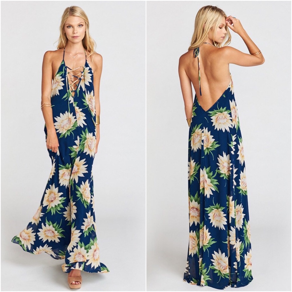 Show Me Your Mumu Logan Sunflower Lace Up Maxi